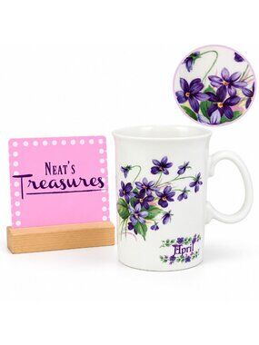 Jason APRIL Purple Floral Fine Bone China Made In England 10 Ounces Cup Mug